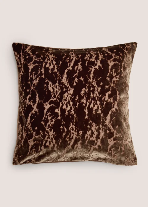 Brown Velvet Wood Cut Cushion Image 1