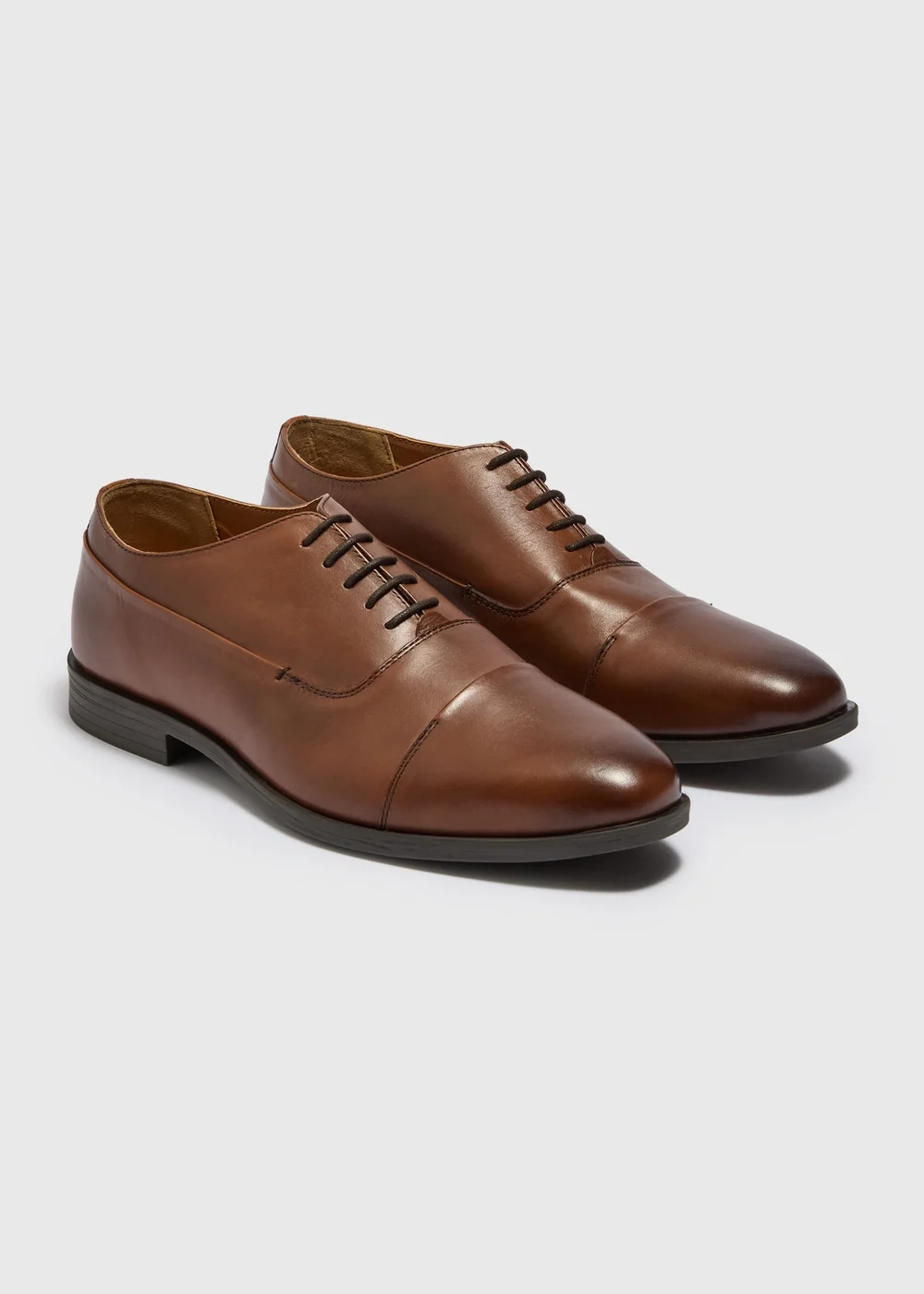 Tan Real Leather Oxford Shoes - 6 Image 1