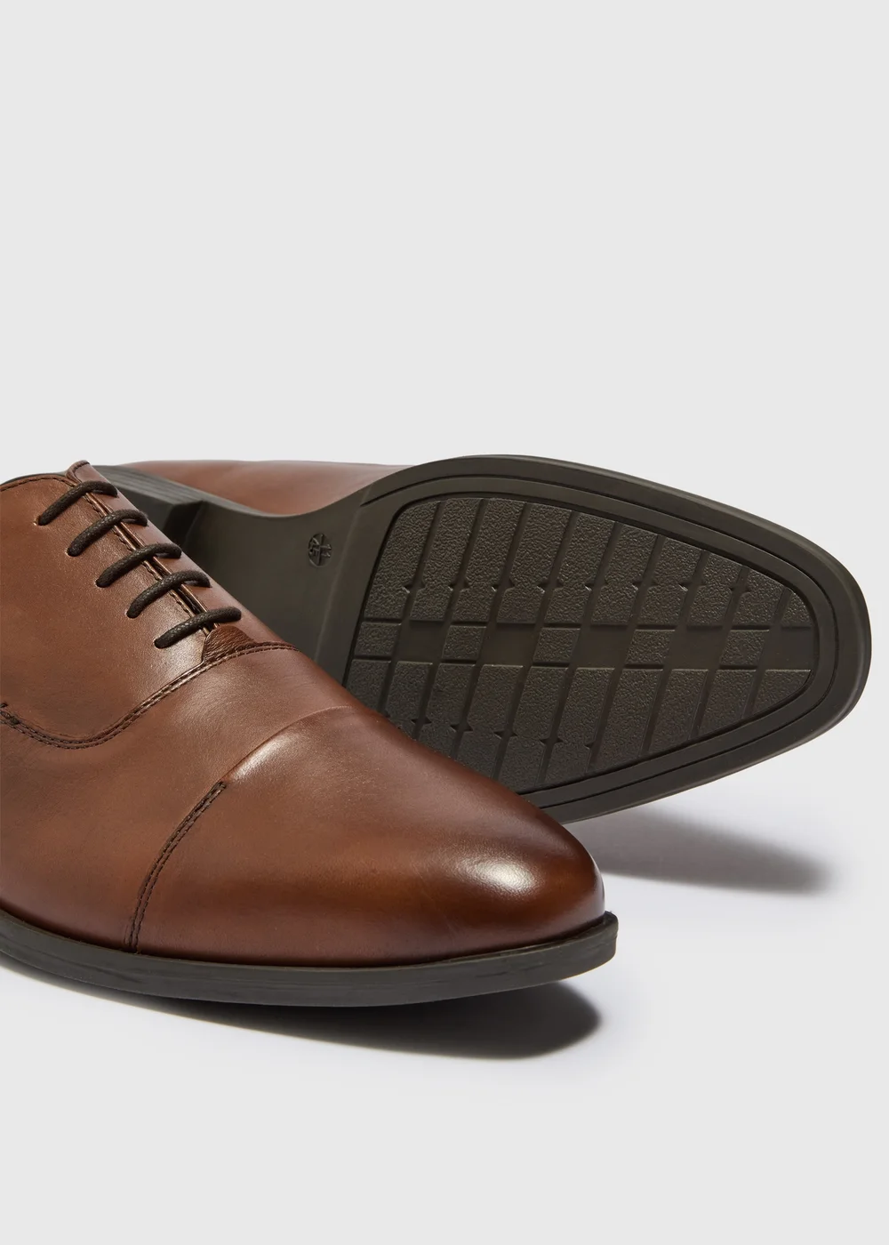 Tan Real Leather Oxford Shoes - 6 Image 2