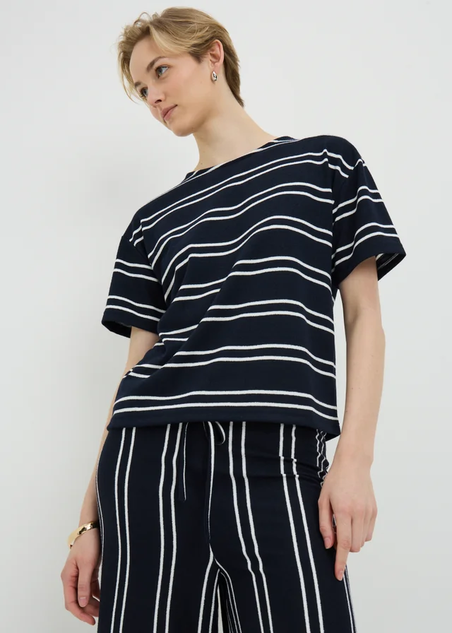 Navy Stripe Snit Co Ord T-Shirt