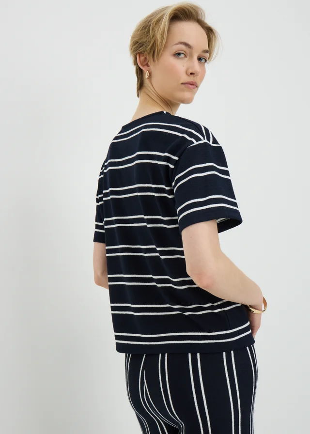 Navy Stripe Soft Knit Co Ord T-Shirt