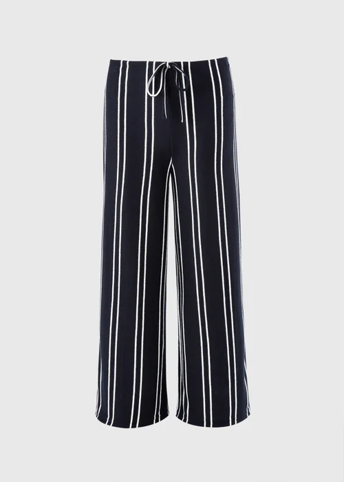 Navy Stripe Soft Knit Wide Leg Co Ord Trousers - 18/L29 Image 4