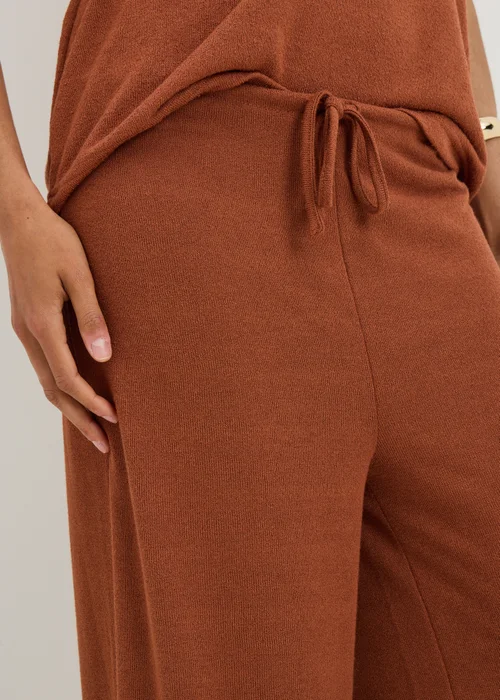 Terracotta Soft Knit Wide Leg Co Ord Trousers - 16/L29 Image 2