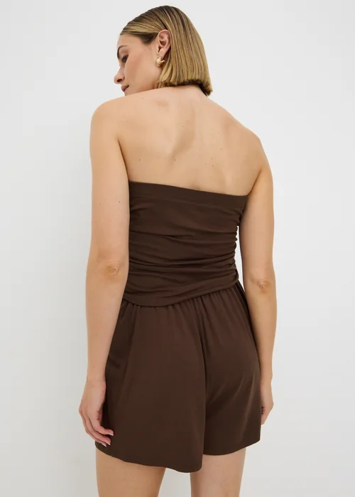 Chocolate Brown Plain Bandeau Playsuit - 2XL Image 2