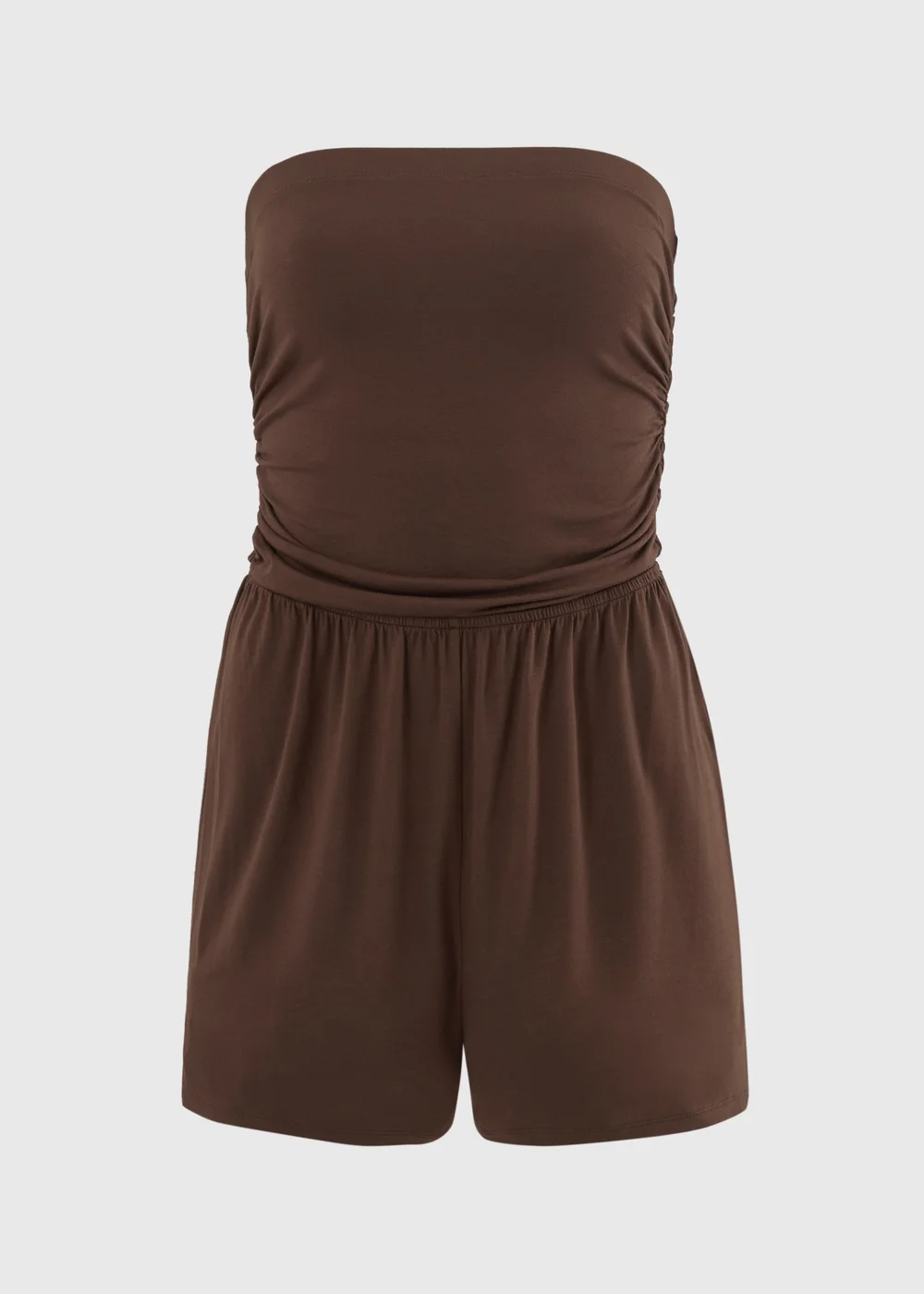 Chocolate Brown Plain Bandeau Playsuit - 2XL Image 4
