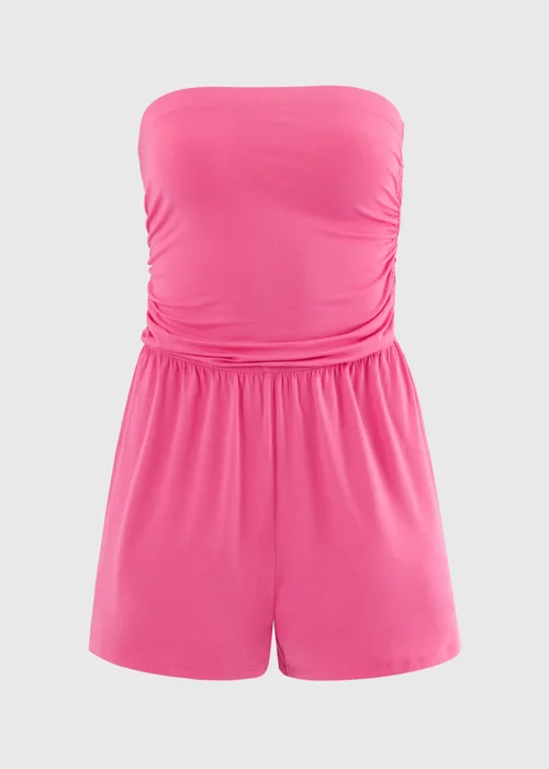Pink Plain Bandeau Playsuit - M Image 3