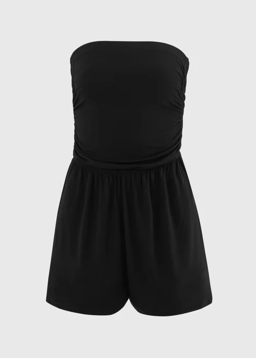 Black Plain Bandeau Playsuit - L Image 2