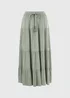 Sage Green Tiered Cheesecloth Maxi Skirt - Size 8 Image 3