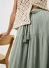 Sage Green Tiered Cheesecloth Maxi Skirt - Size 8 Image 2