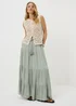Sage Green Tiered Cheesecloth Maxi Skirt - Size 8 Image 1