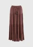 Chocolate Brown Tiered Cheesecloth Maxi Skirt - 8 Image 4