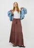 Chocolate Brown Tiered Cheesecloth Maxi Skirt - 8 Image 1