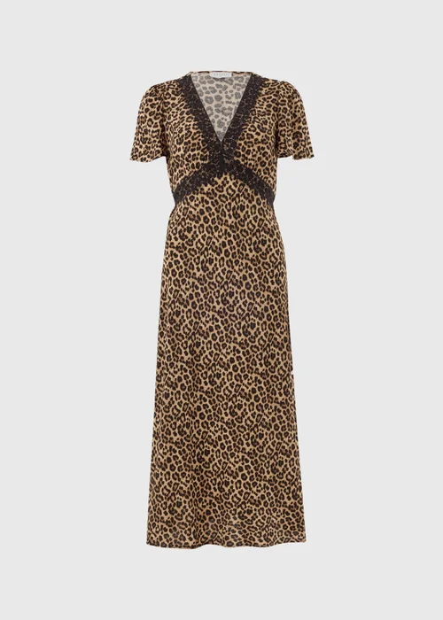 Brown Leopard Print Midi Tea Dress - 8 Image 4