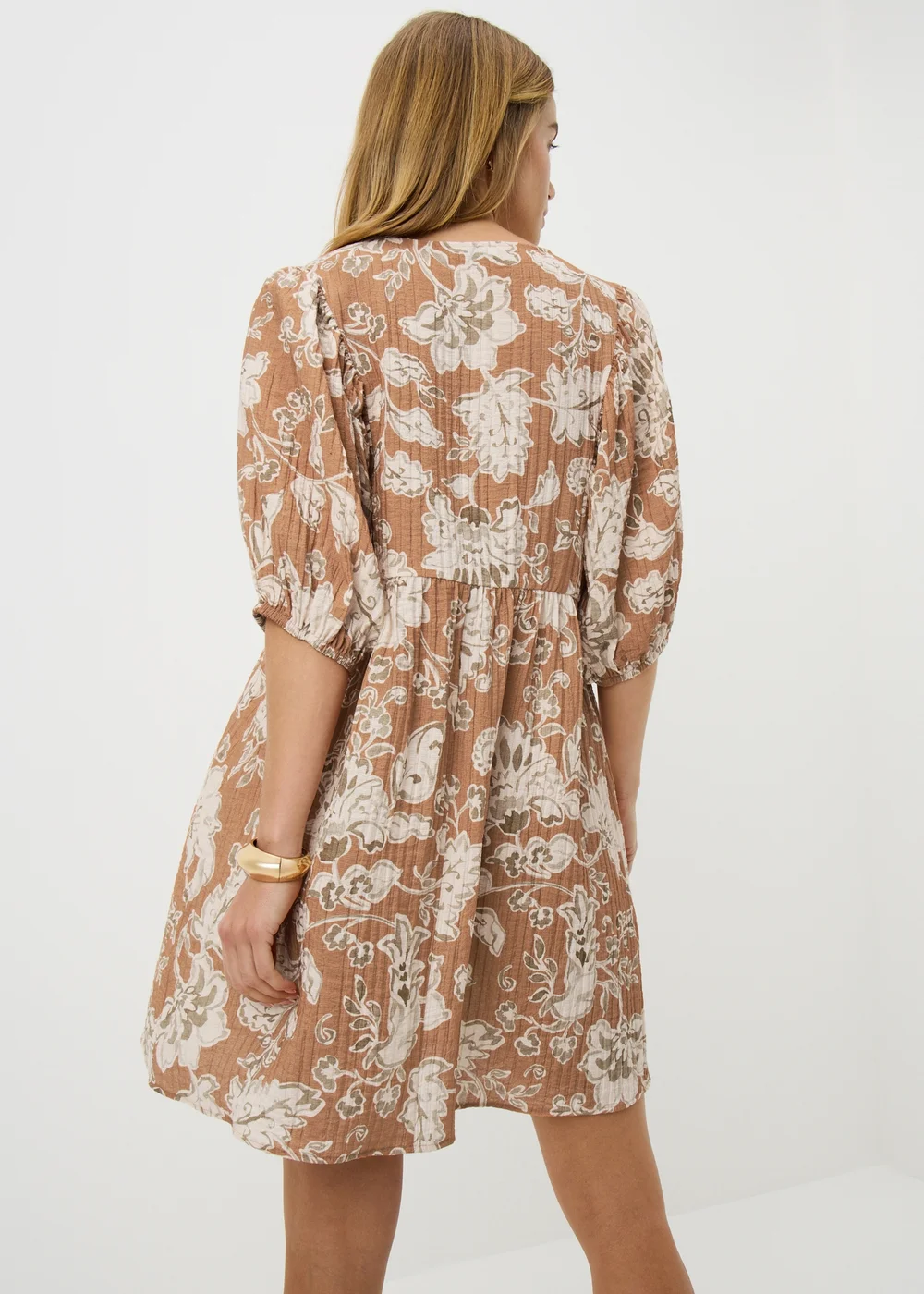 Brown Paisley Print Mini Dress - Size 8 Image 2