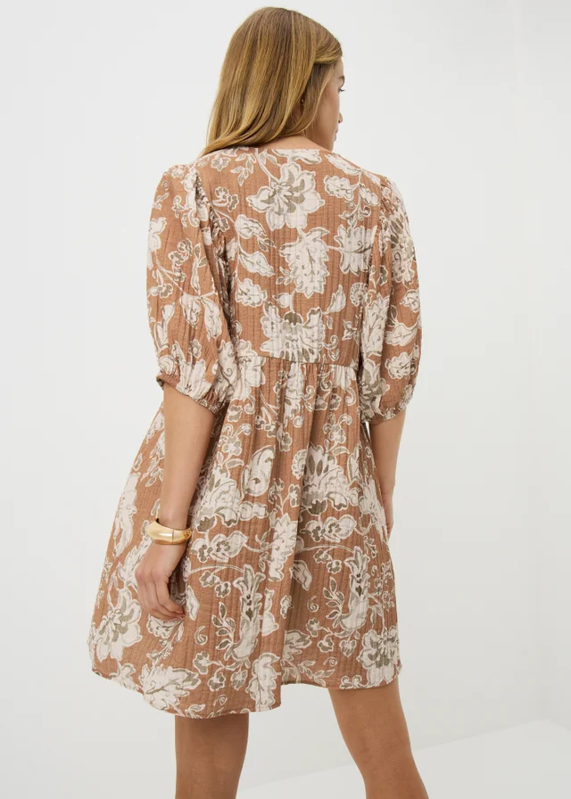 Brown Paisley Print Mini Dress