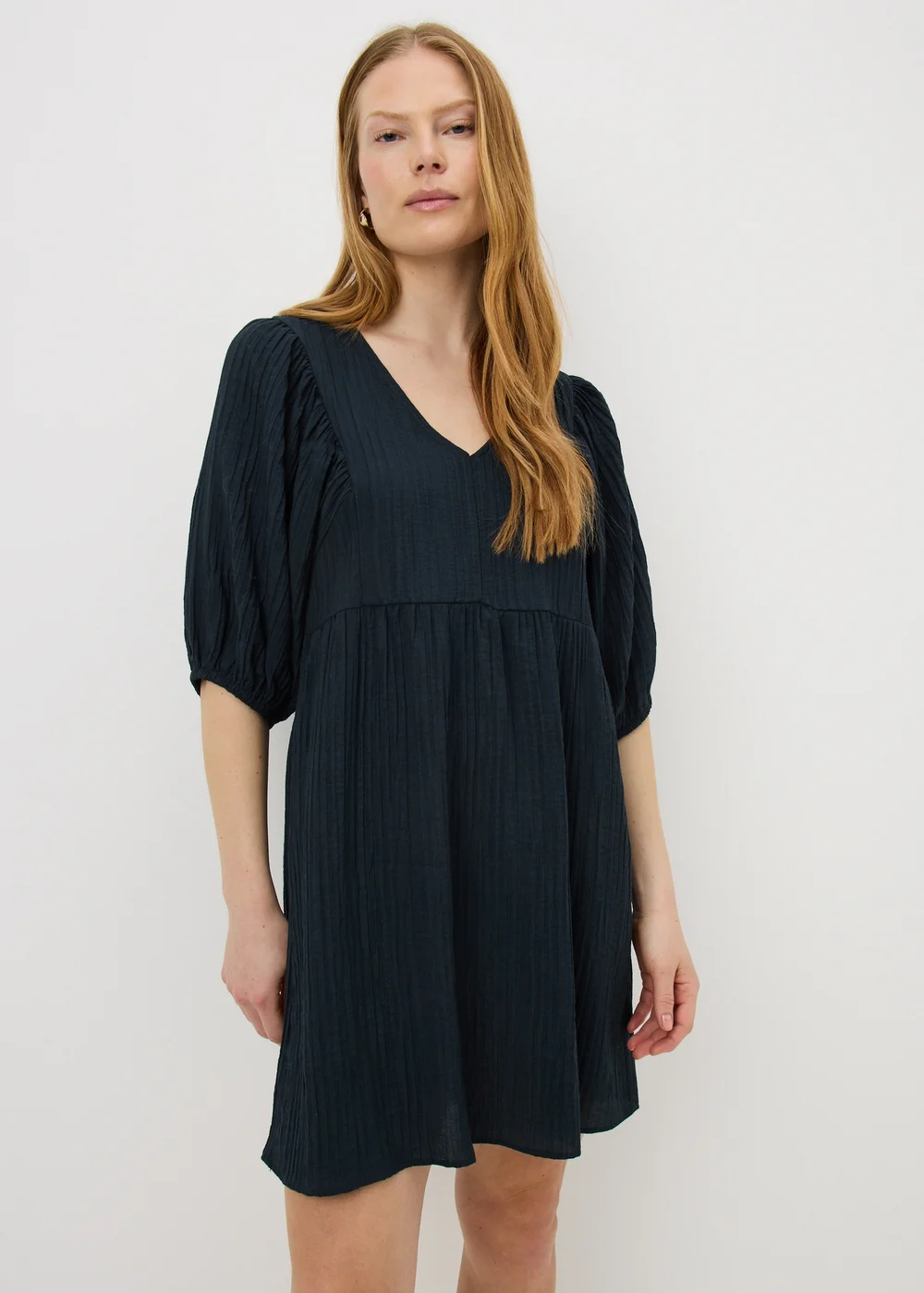 Navy Textured Mini Dress - 13 Yrs Image 1