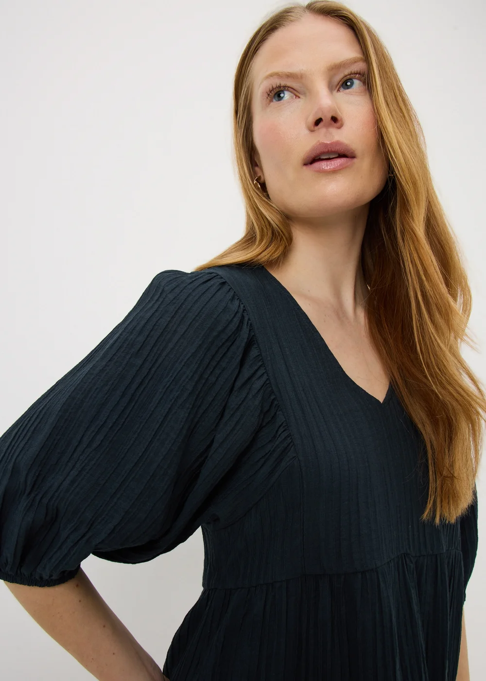 Navy Textured Mini Dress - 13 Yrs Image 3