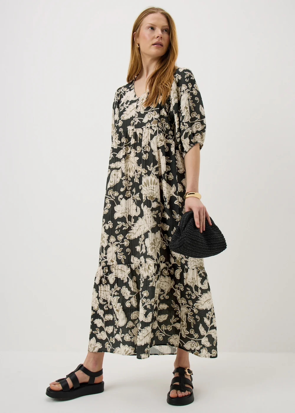 Beige Paisley Midaxi Dress - Size 8 Image 1