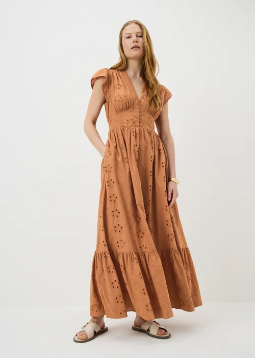 Terracotta Broderie Maxi Dress - 8 Image 1