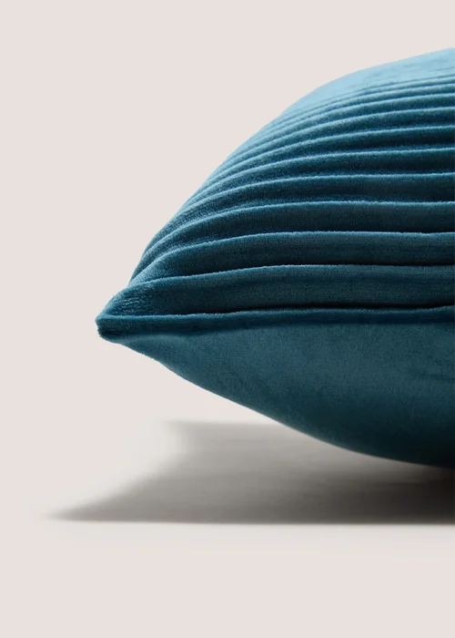 Teal Horizontal Pleat Cushion Image 2