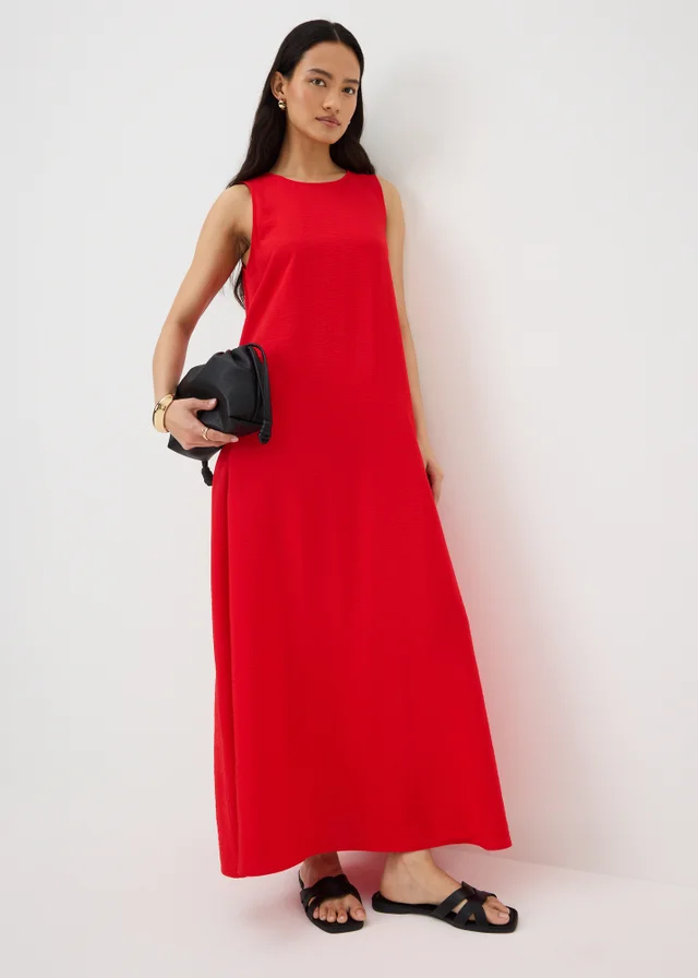 Red Trapeze Midaxi Dress