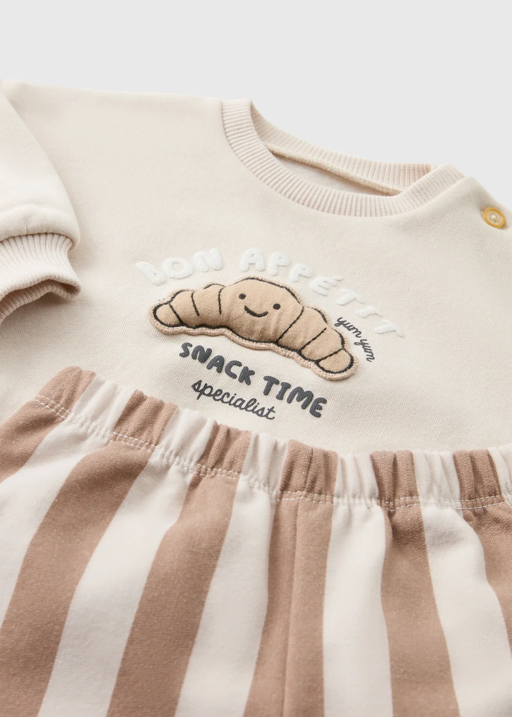 Baby Stone Croissant Sweatshirt & Wide Leg Bottoms Set (0-23mths) - Up to 1 Month Image 2