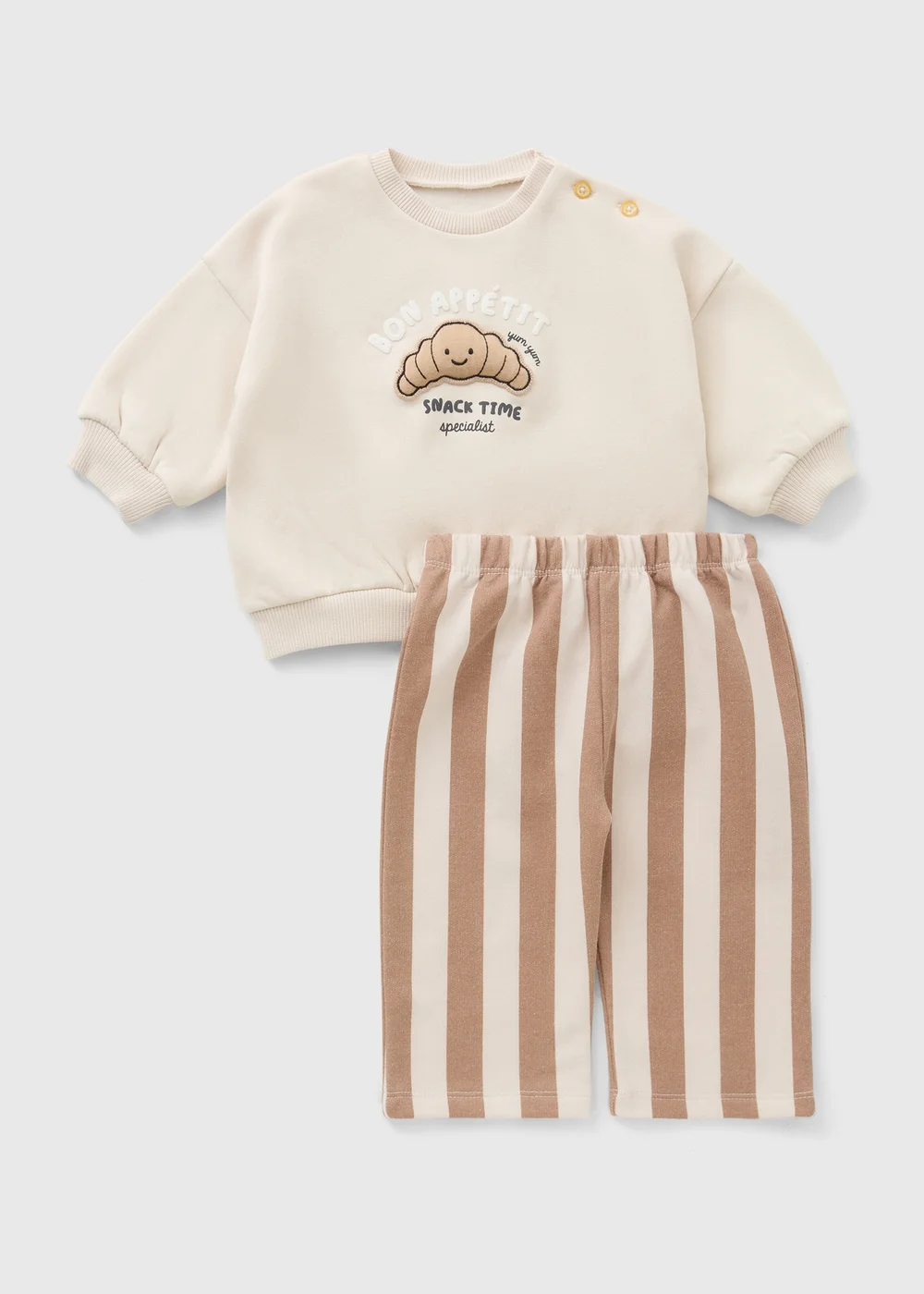 Baby Stone Croissant Sweatshirt & Wide Leg Bottoms Set (0-23mths) - Up to 1 Month Image 1