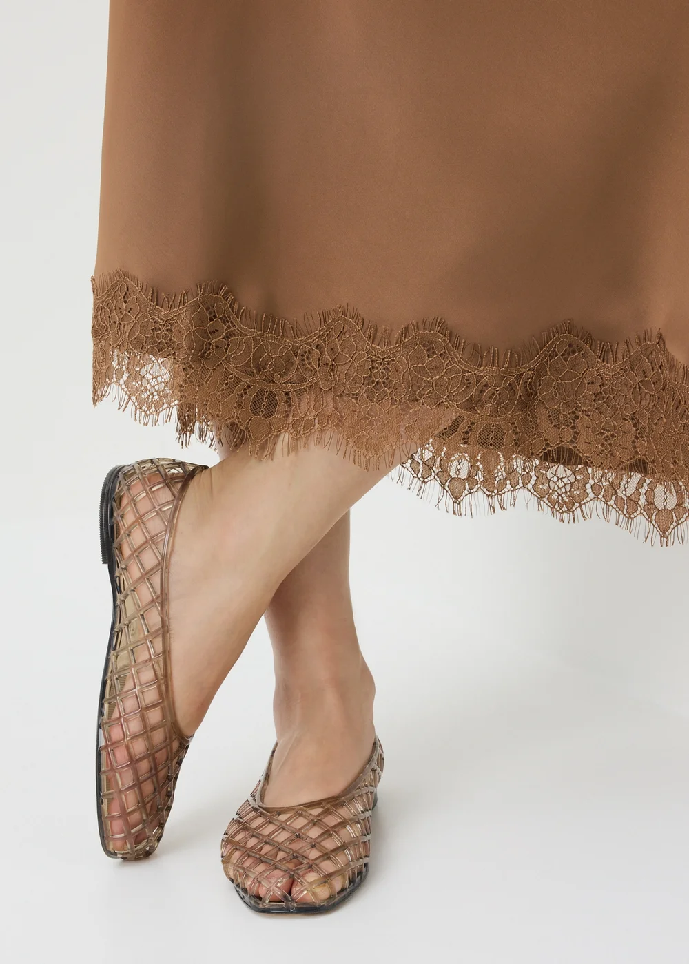 Bronze Satin Lace Trim Co Ord Maxi Skirt - 18 Image 3