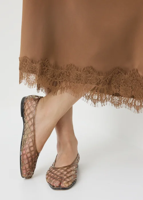 Bronze Satin Lace Trim Co Ord Maxi Skirt - 18 Image 3