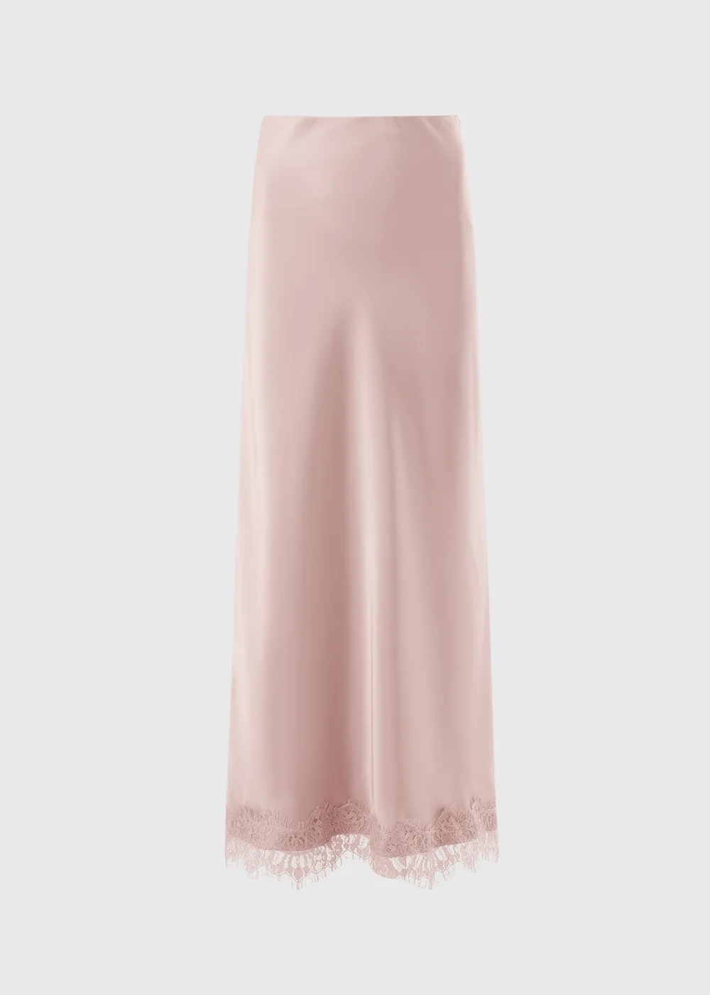 Pink Satin Lace Trim Maxi Skirt - 18 Image 4