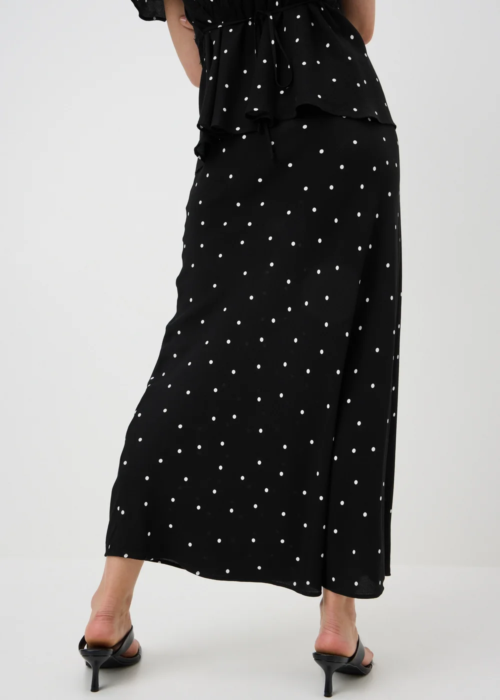 Black Spot Print Midaxi Co Ord Skirt - 10 Image 2