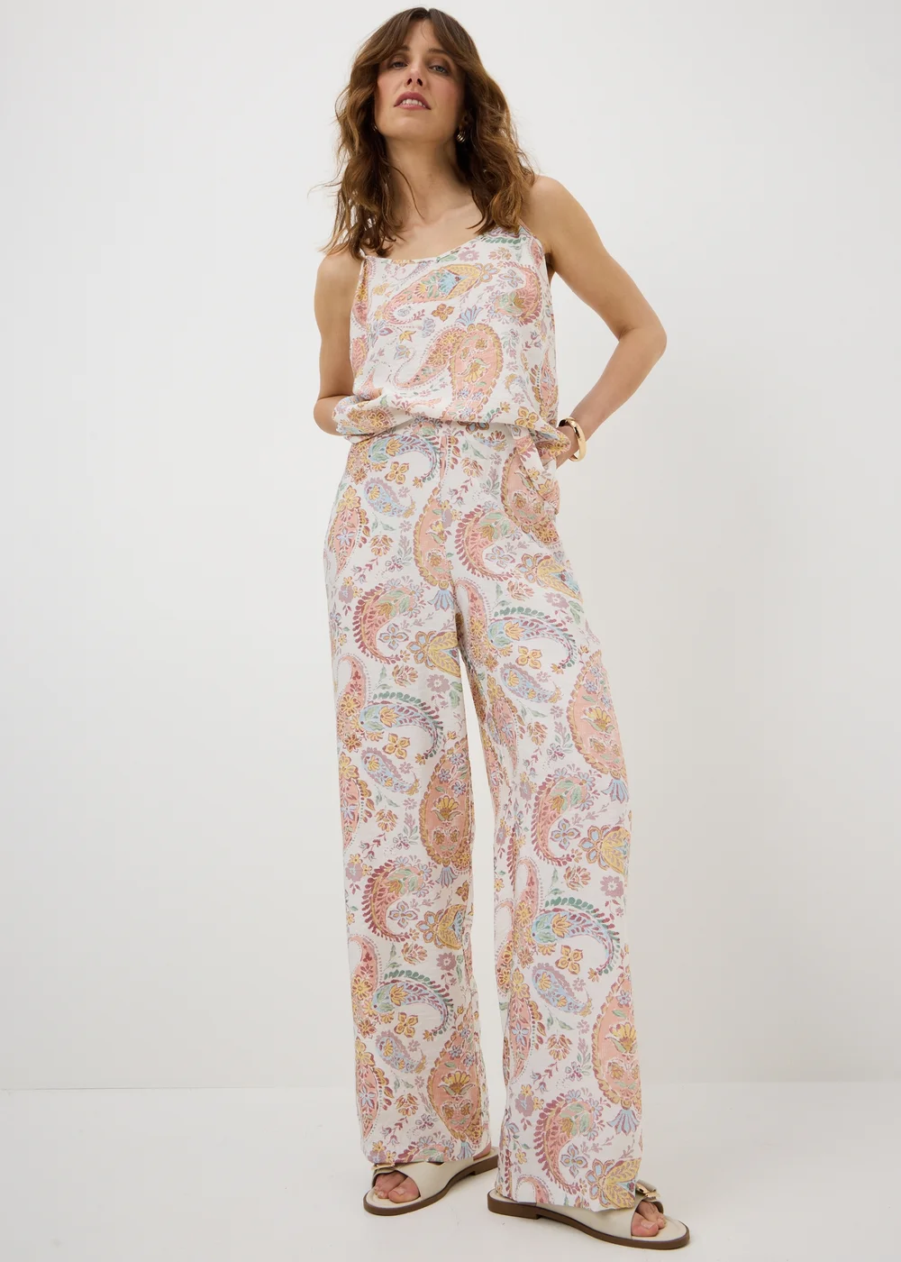Multicolour Paisley Wide Leg Trousers - 12 S Image 1