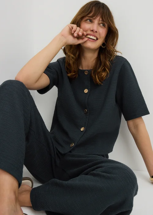 Navy Boucle Co Ord Top - 12 Image 1