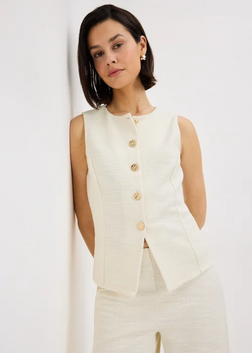 Stone Boucle Co Ord Waistcoat - 20 Image 1