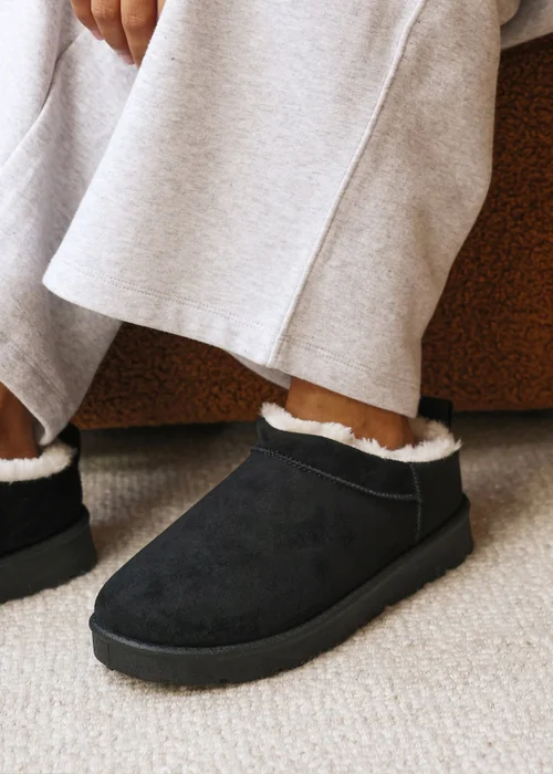 Where's That From Frances Cosy Black Faux-Faux Suede Fur Heel Boots - 6 Image 1