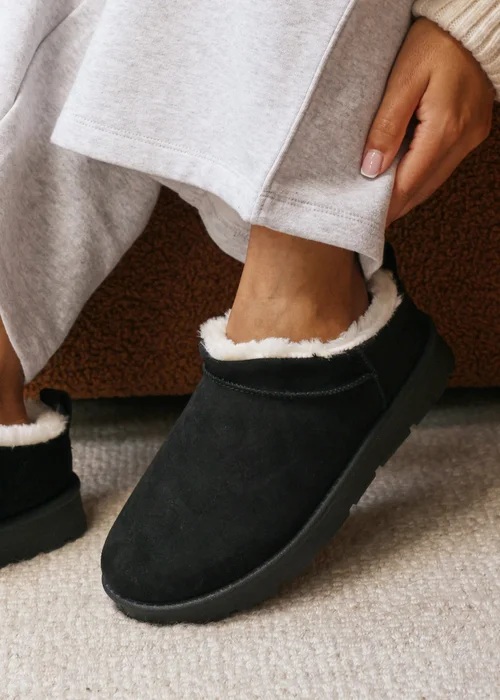Where's That From Frances Cosy Black Faux-Faux Suede Fur Heel Boots - 6 Image 2