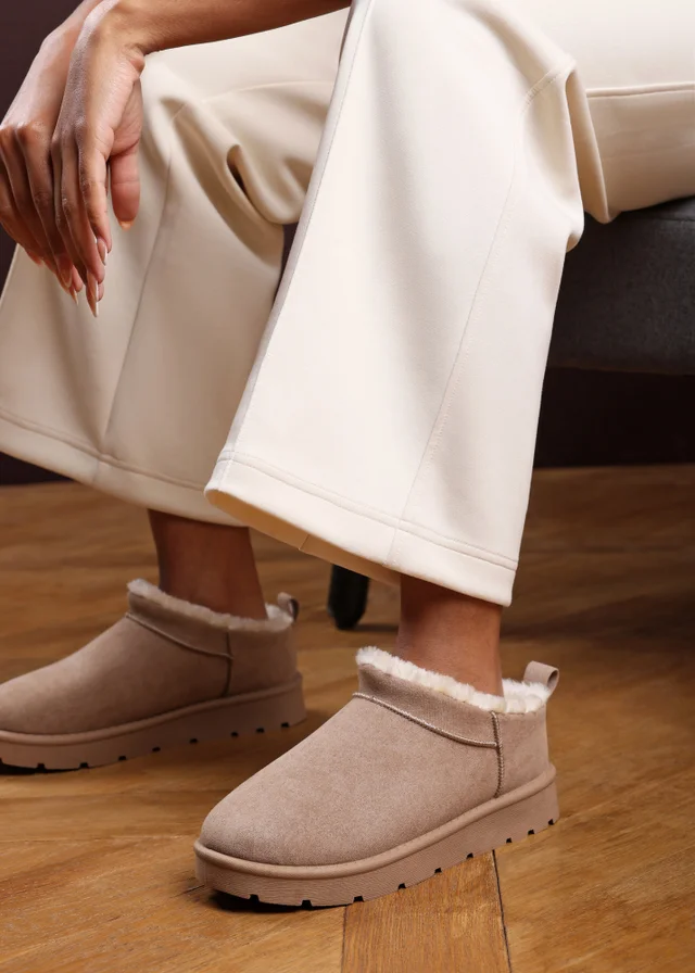 Where's That From Frances Cosy Camel Faux-Faux Suede Fur Heel Boots