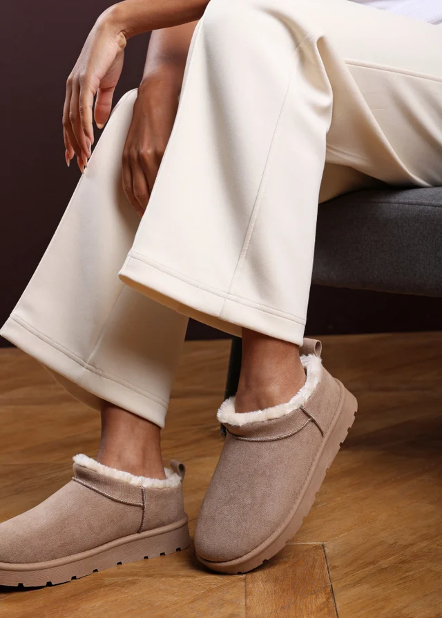 Where's That From Frances Cosy Camel Faux-Faux Suede Fur Heel Boots