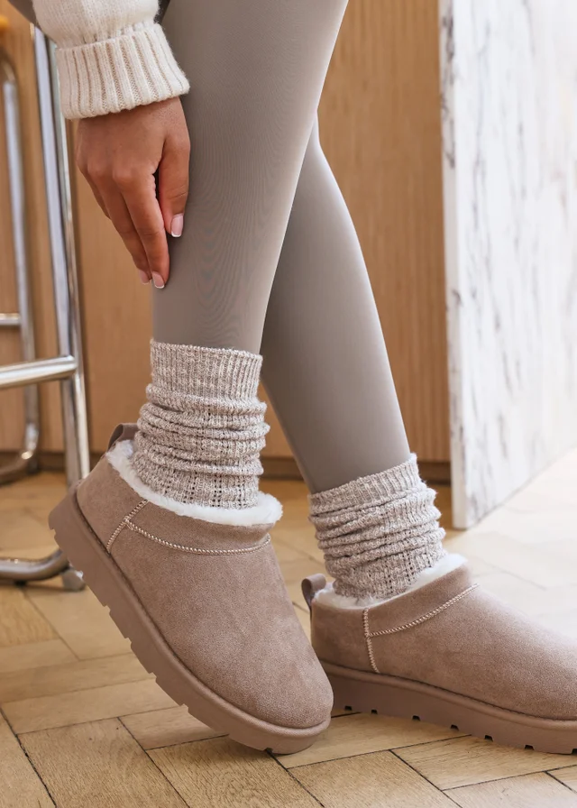 Where's That From Frances Cosy Camel Faux-Faux Suede Fur Heel Boots