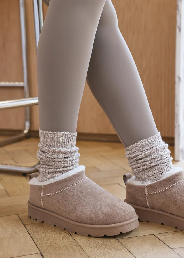 Where's That From Frances Cosy Camel Faux-Faux Suede Fur Heel Boots