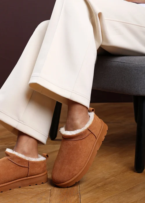 Where's That From Frances Cosy Chestnut Faux-Faux Suede Fur Heel Boots - 6 Image 2