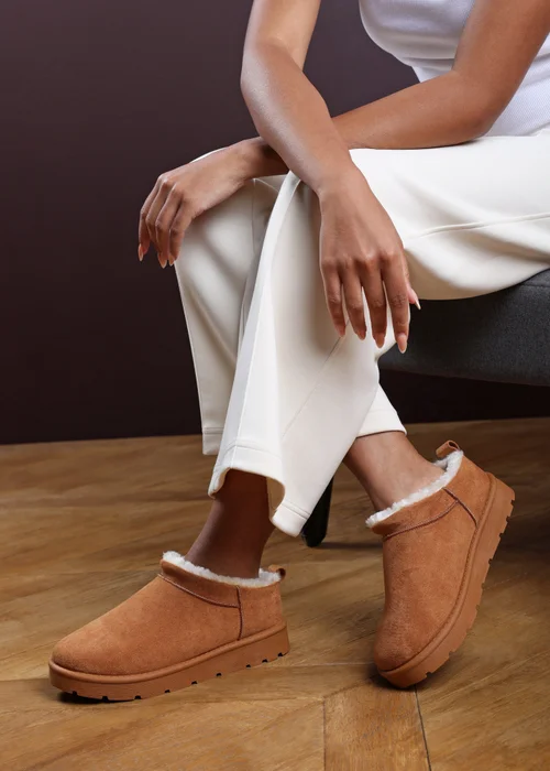 Where's That From Frances Cosy Chestnut Faux-Faux Suede Fur Heel Boots - 6 Image 1