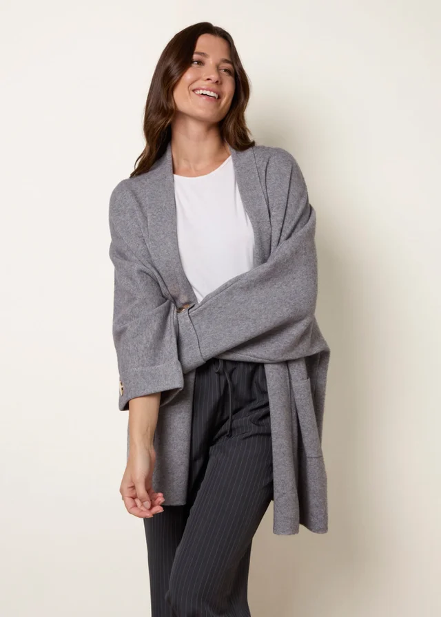 Blue Vanilla Grey Heavy Knit Cardigan