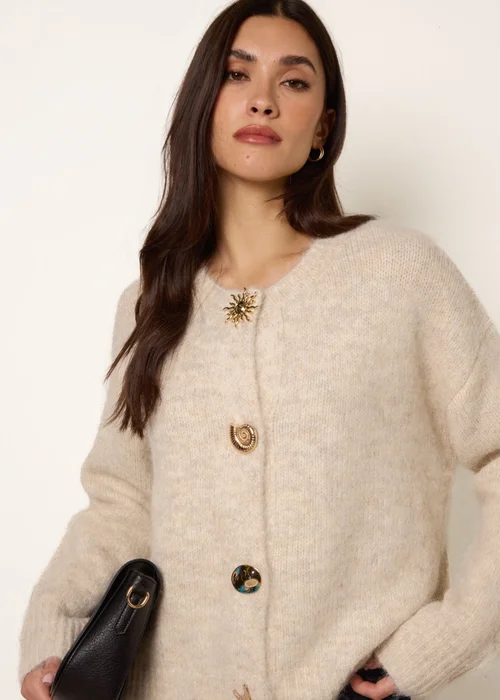 Blue Vanilla Beige Multi Gold Button Cardigan - M/L Image 2