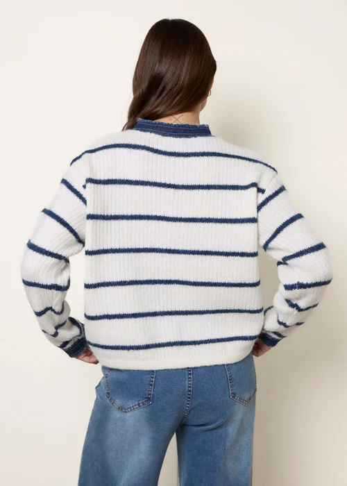 Blue Vanilla Ivory Stripe & Denim Cardigan - M/L Image 4