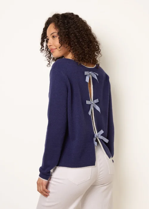 Blue Vanilla Navy Back Bow Jumper - S/M Image 1