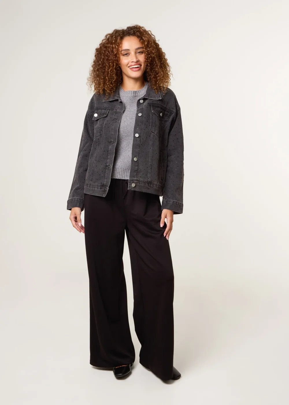 Blue Vanilla Black Embellished Denim Jacket - S/M Image 3