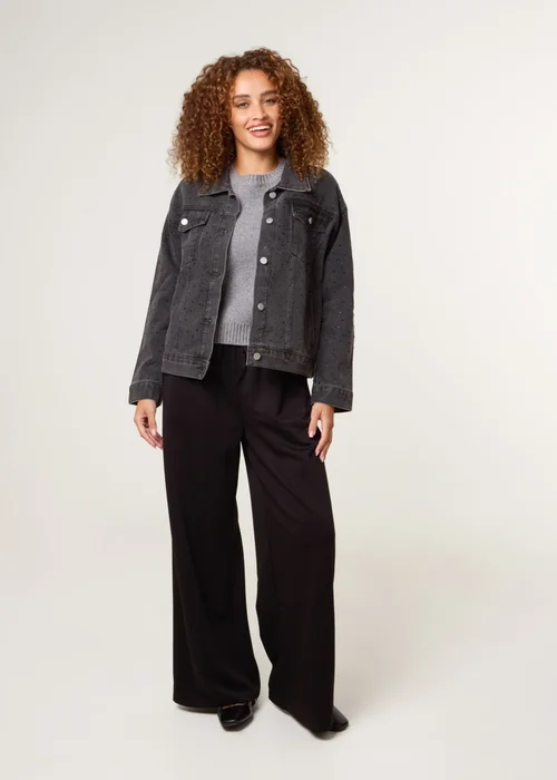 Blue Vanilla Black Embellished Denim Jacket - S/M Image 3