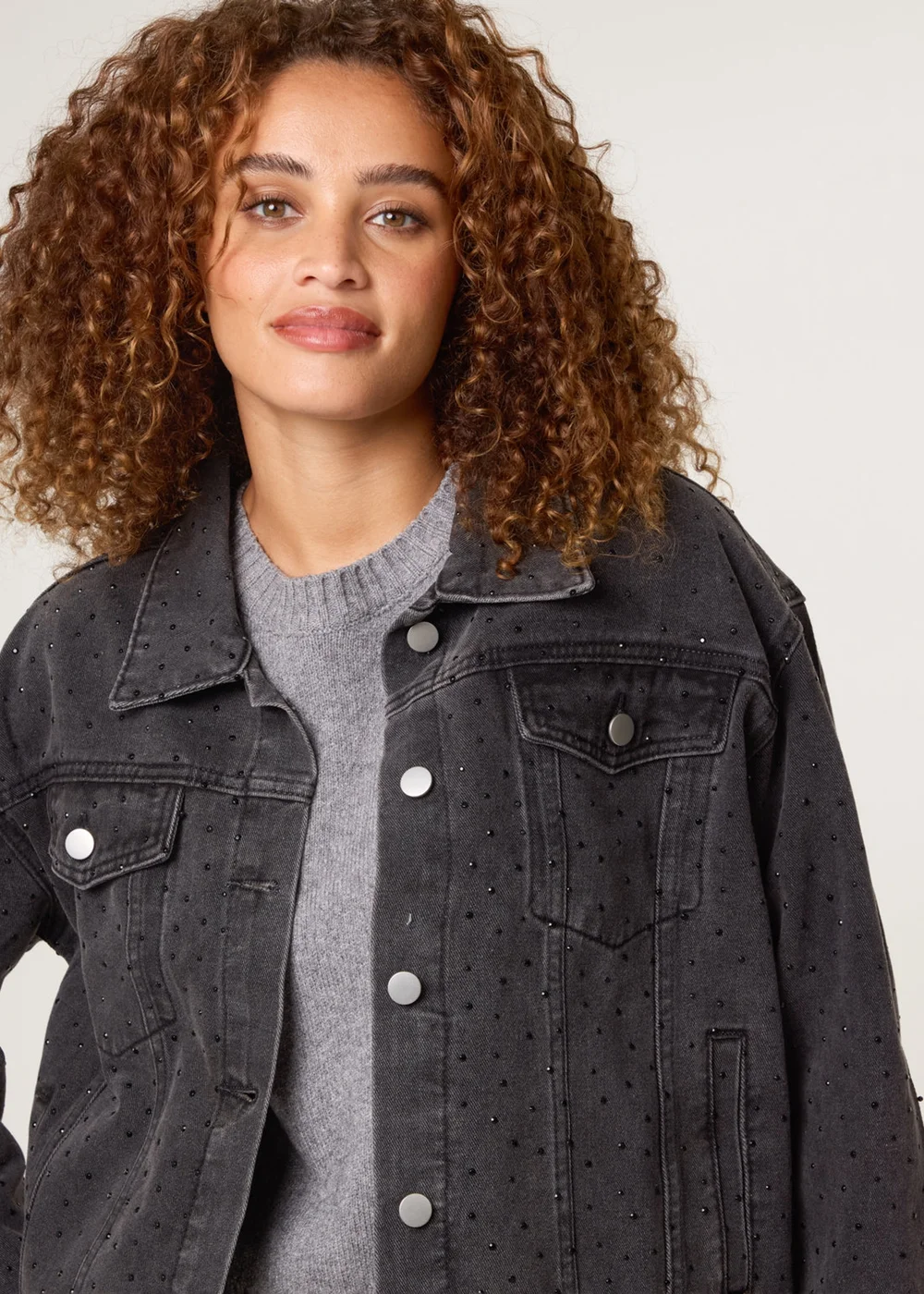 Blue Vanilla Black Embellished Denim Jacket - S/M Image 2