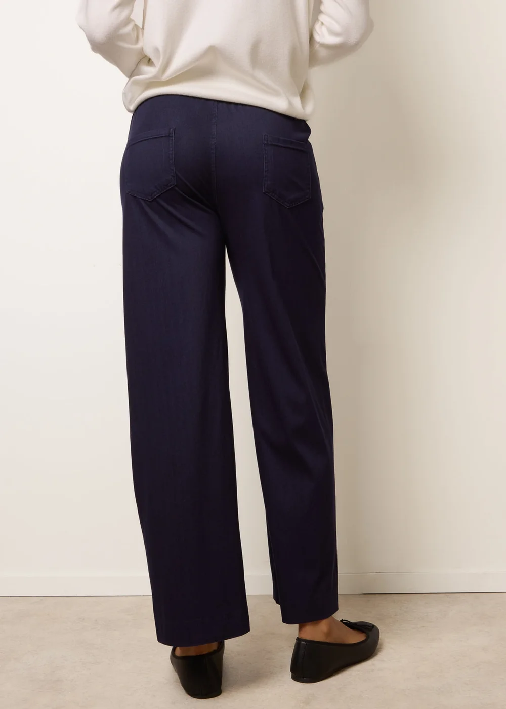 Blue Vanilla Navy Seam Detail Wide Leg Pants - S Image 4